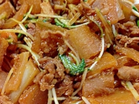 大根と豚肉のプルコギ風炒め